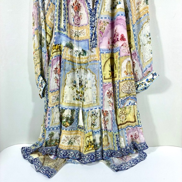 Camilla Gathered Panel Silk Mini Shirt Dress Botanical Ballads Large NWT - Picture 11 of 17